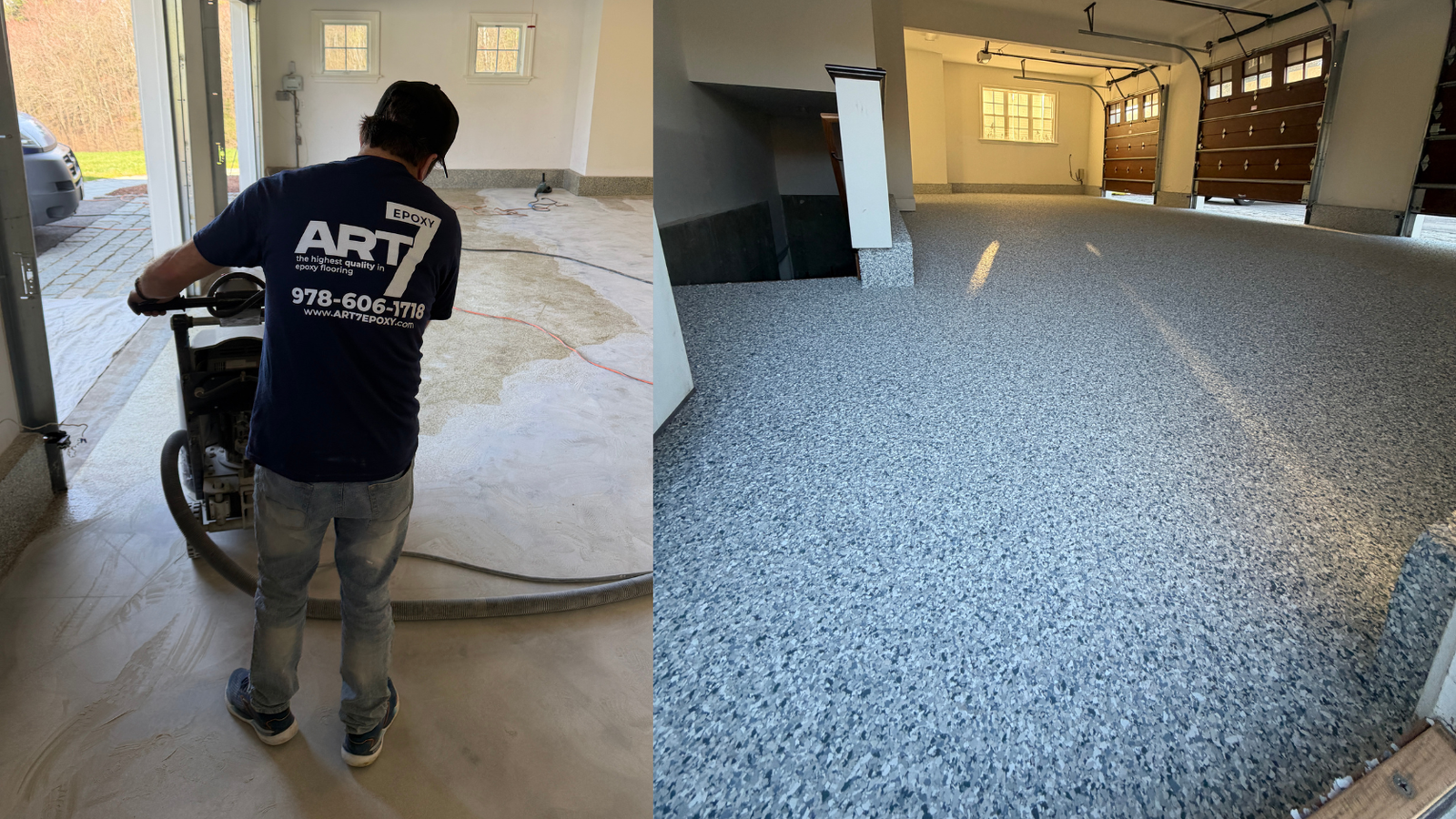 epoxy flake garage floor lexington ma completed installation by ART 7 EPOXY LLC
